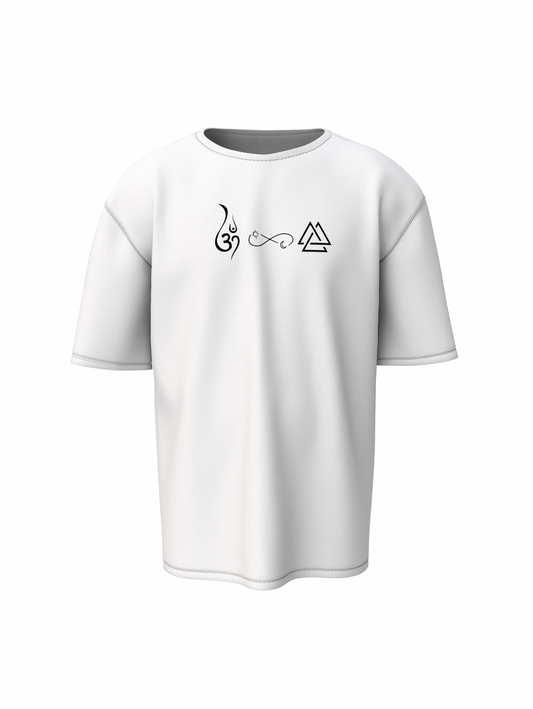 Om Graphic Spiritual White Unisex Oversized T-Shirt