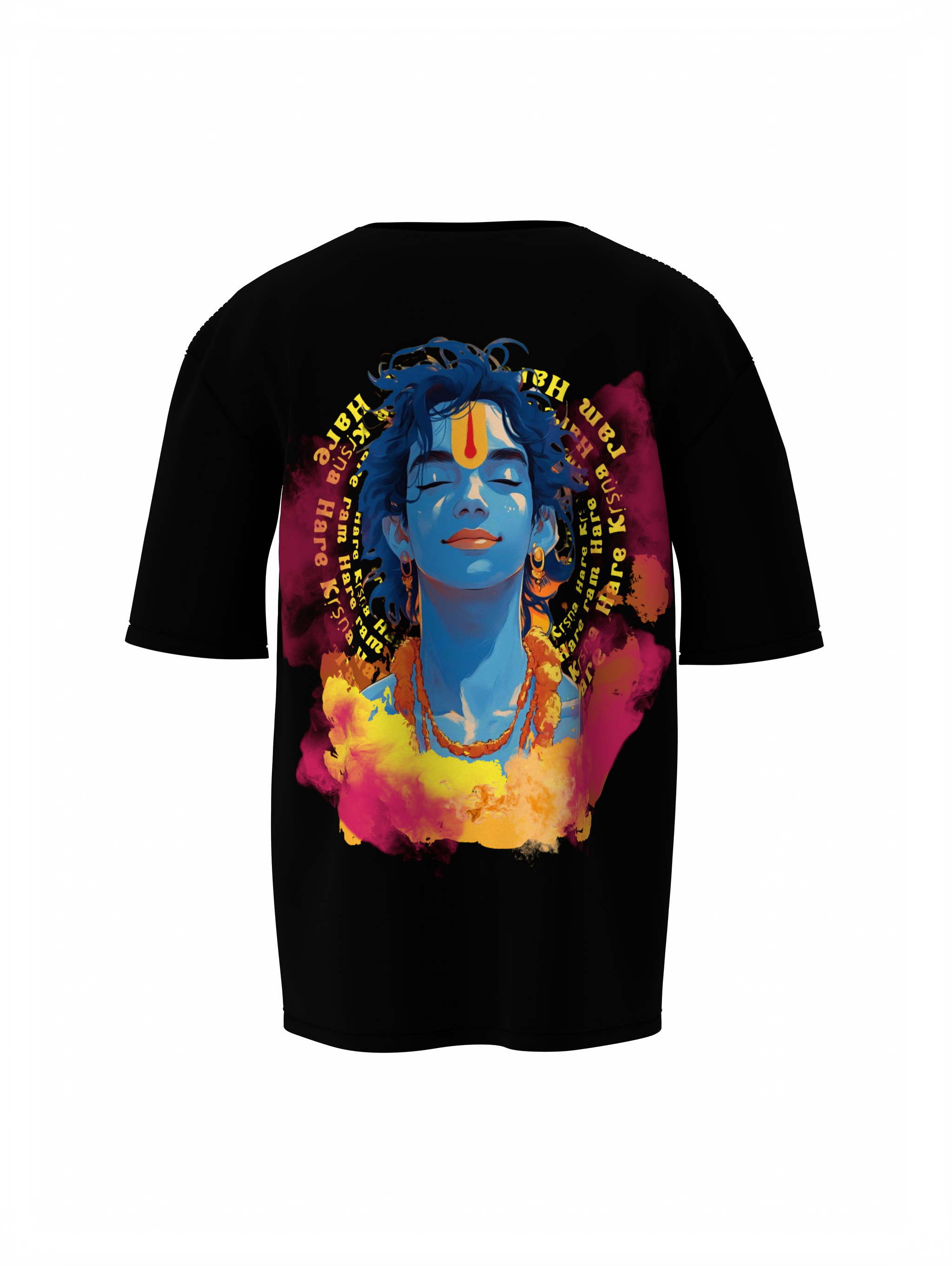 Hare Krishna Spiritual Black Unisex Oversized T-Shirt