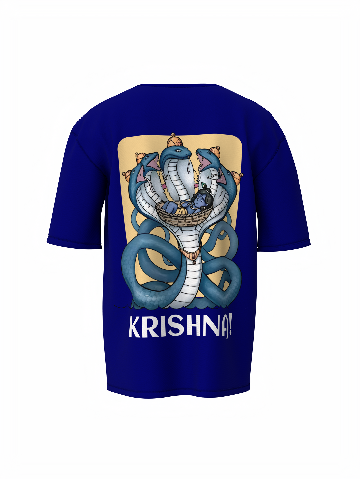 Sheshnag Krishna Spiritual Blue Oversized T-Shirt Divine Tee