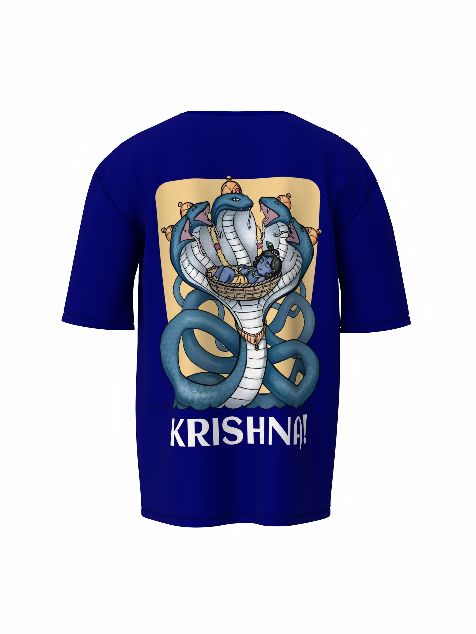 Sheshnag Krishna Spiritual Blue Oversized T-Shirt Divine Tee