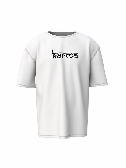 Karma Graphic Spiritual White Oversized Unisex T-Shirt