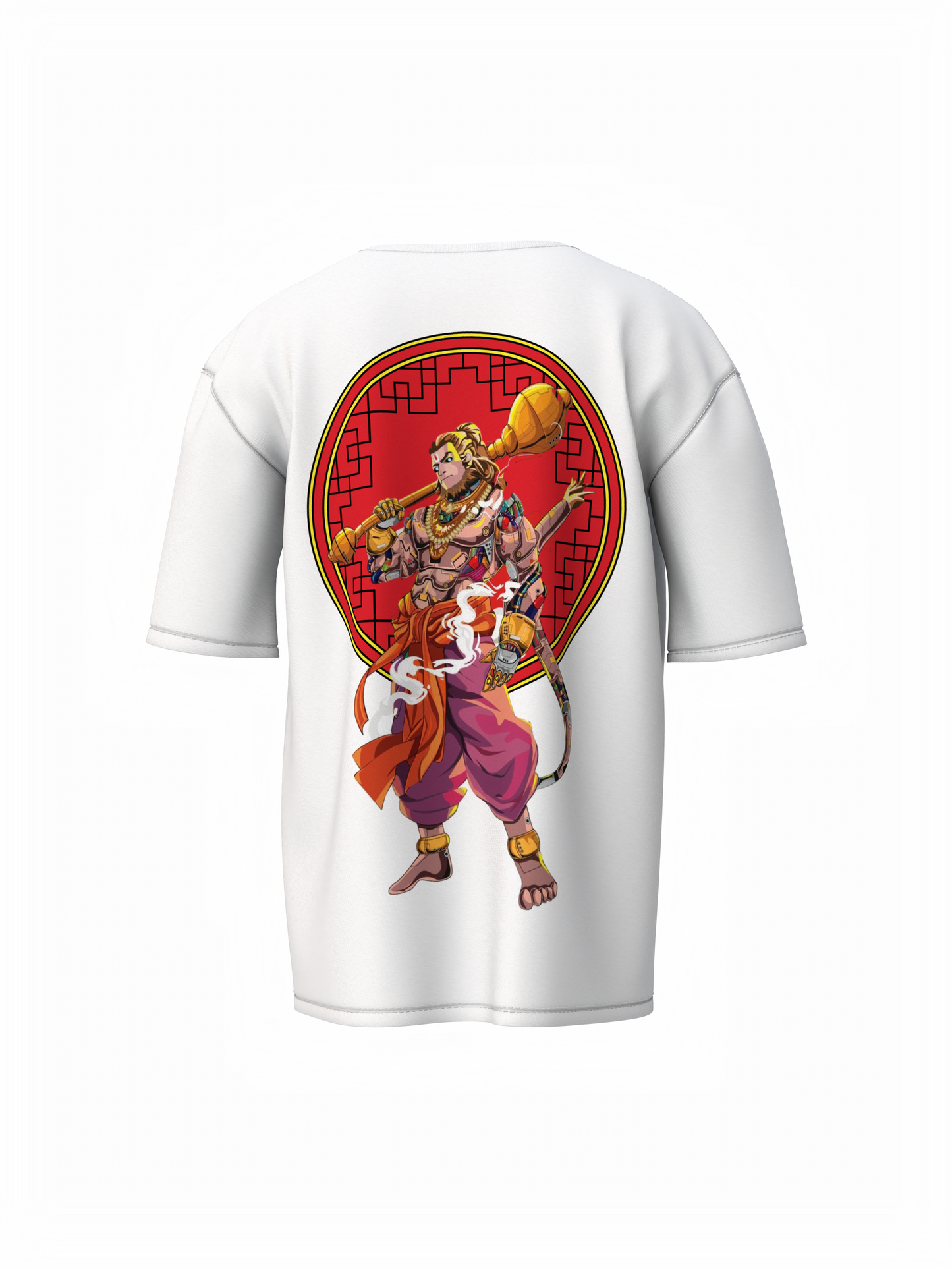 Bajrang Bali Spiritual White Oversized Unisex T-Shirt Wear