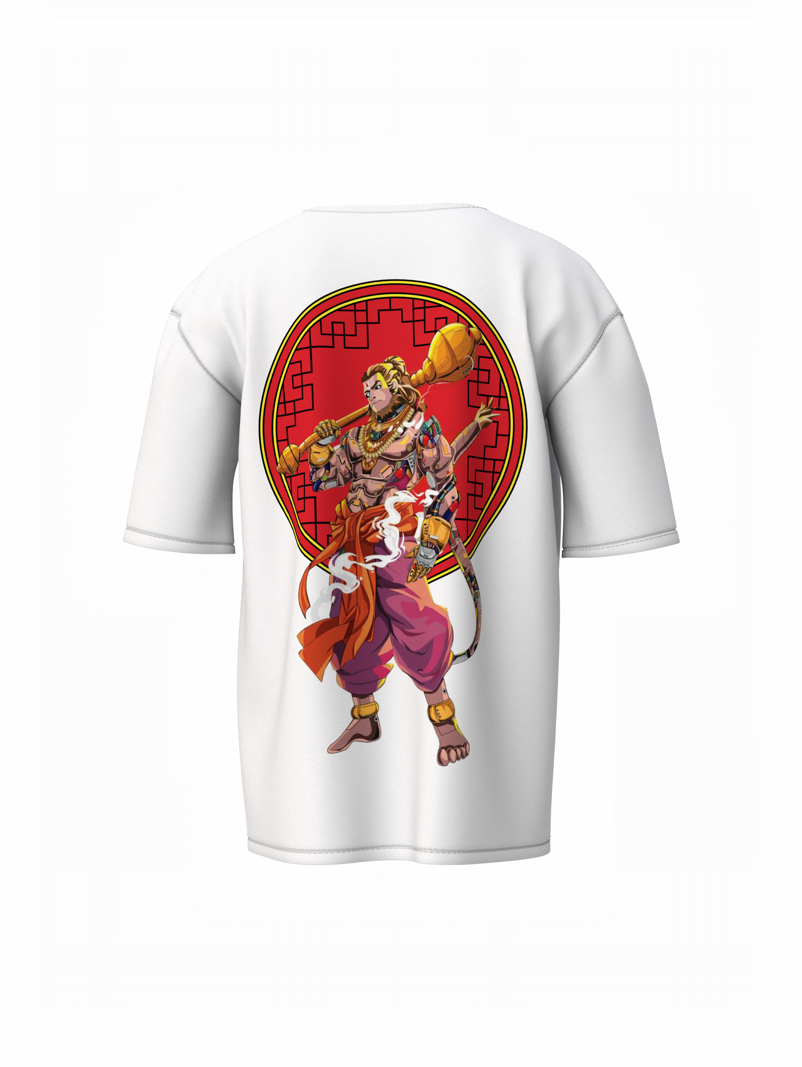 Bajrang Bali Spiritual White Oversized Unisex T-Shirt Wear