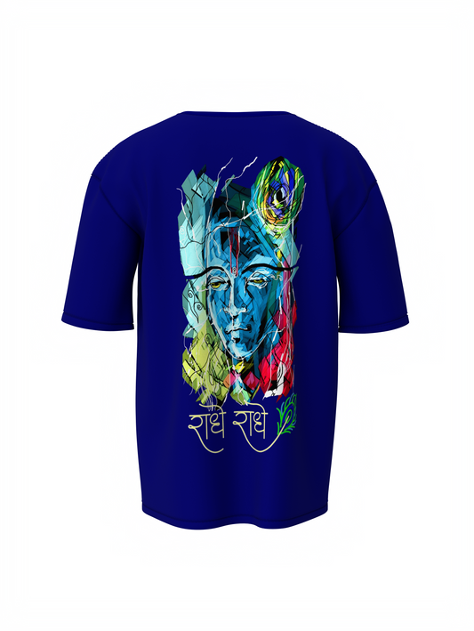 Radhe Radhe Spiritual Blue Unisex Oversized T-Shirt