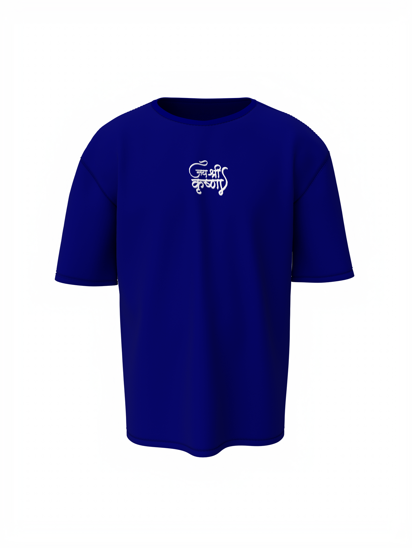 Jay Shree Krishna Spiritual Blue Oversized Design T-Shirt