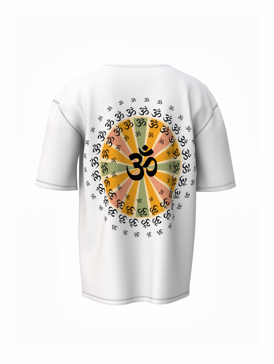 Om Graphic Spiritual White Unisex Oversized T-Shirt
