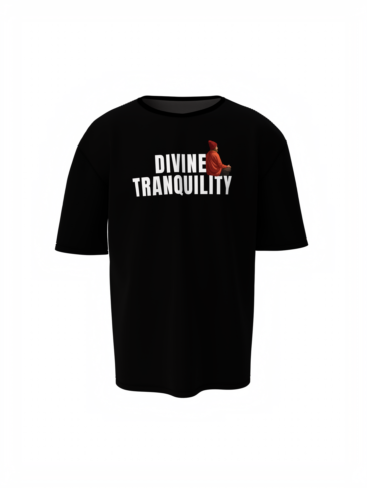 Divine Tranquility Spiritual Black Unisex Oversized T-Shirt