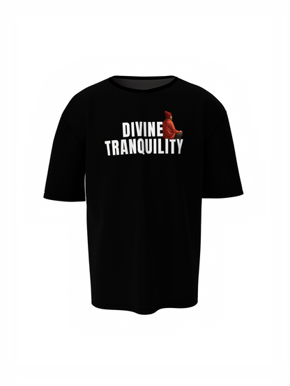 Divine Tranquility Spiritual Black Unisex Oversized T-Shirt