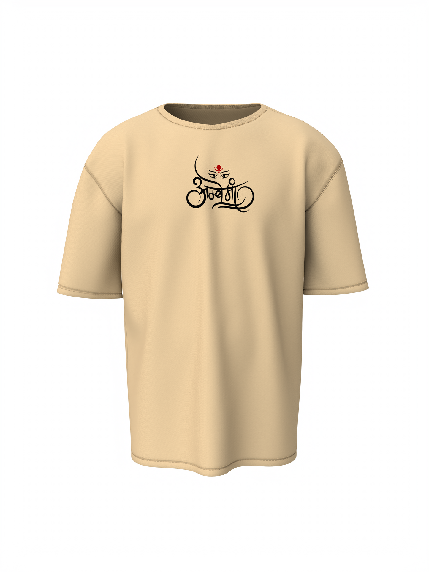 Durga Mata Beige Oversized Unisex T-Shirt Spiritual Style