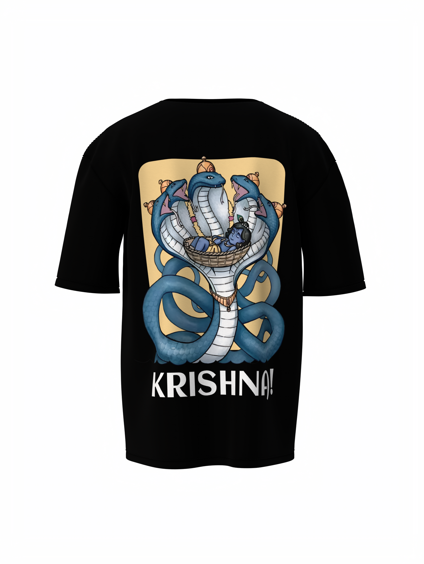 Sheshnag & krishna Spiritual Black Oversized T-Shirt