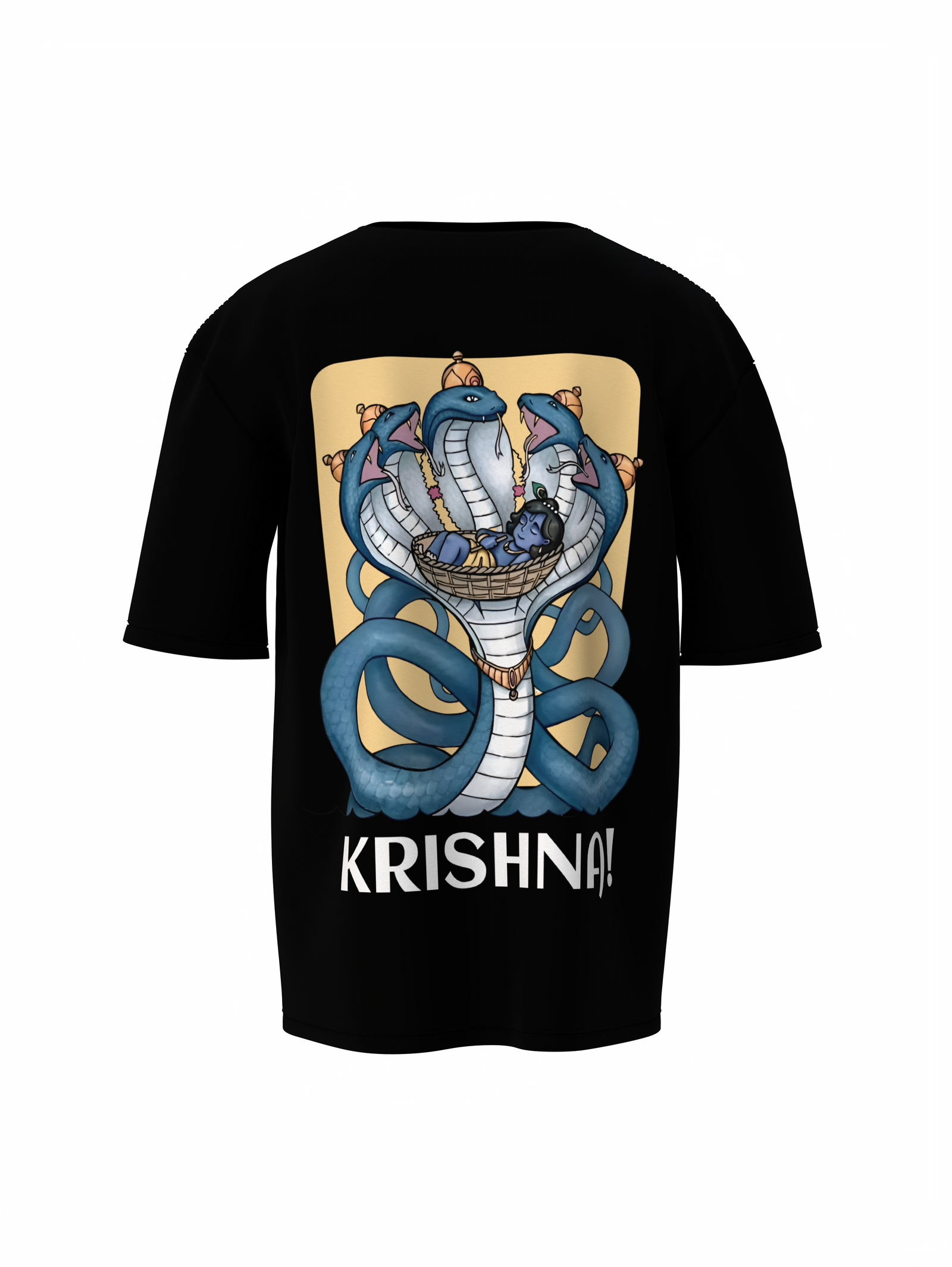Sheshnag & krishna Spiritual Black Oversized T-Shirt
