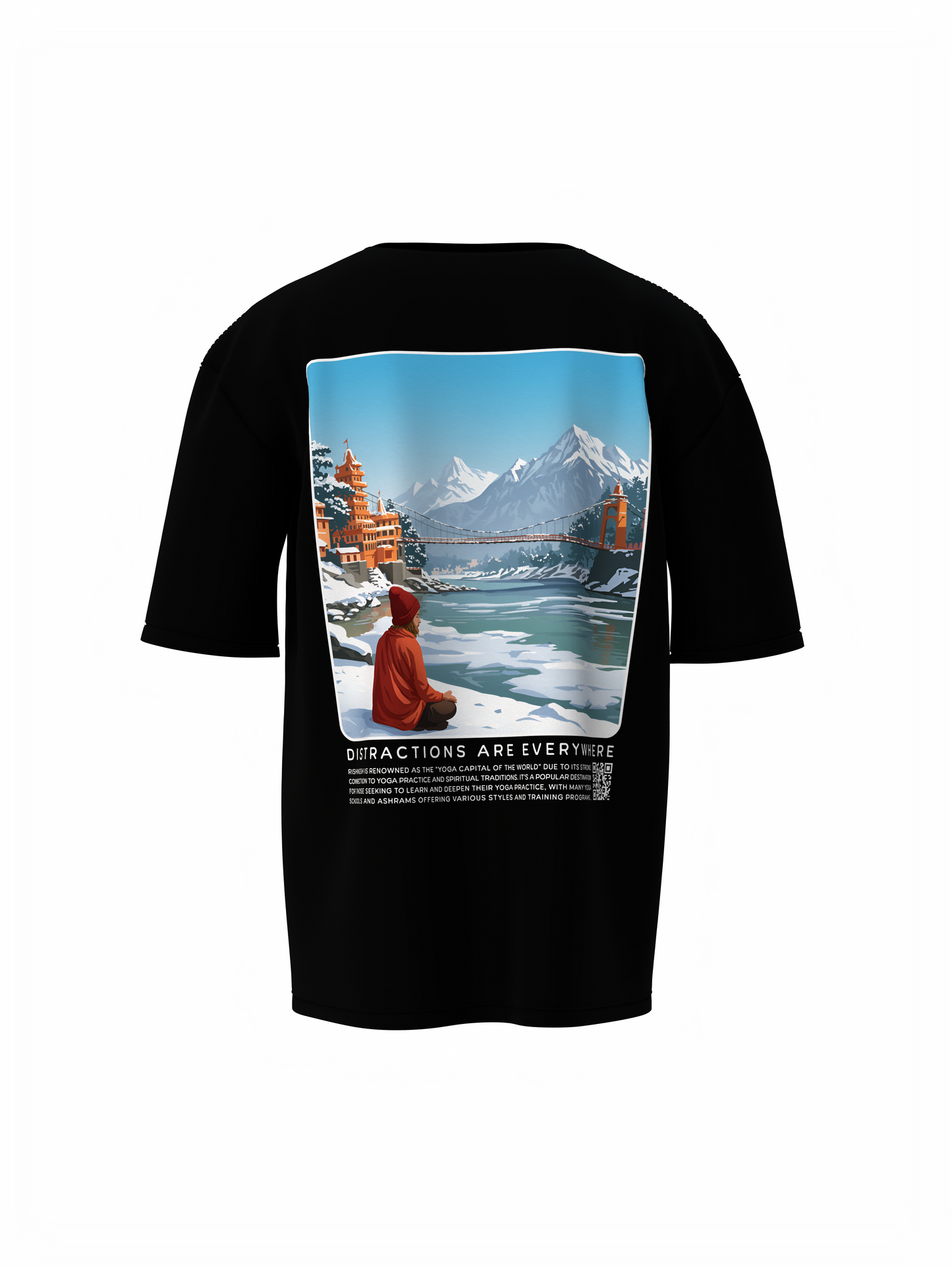 Divine Tranquility Spiritual Black Unisex Oversized T-Shirt