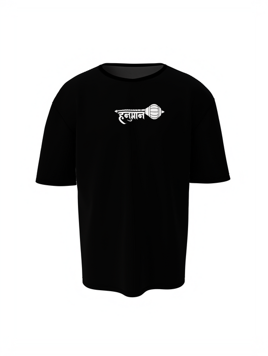 Jay Shree Hanuman Spiritual Black Oversized T-Shirt Design