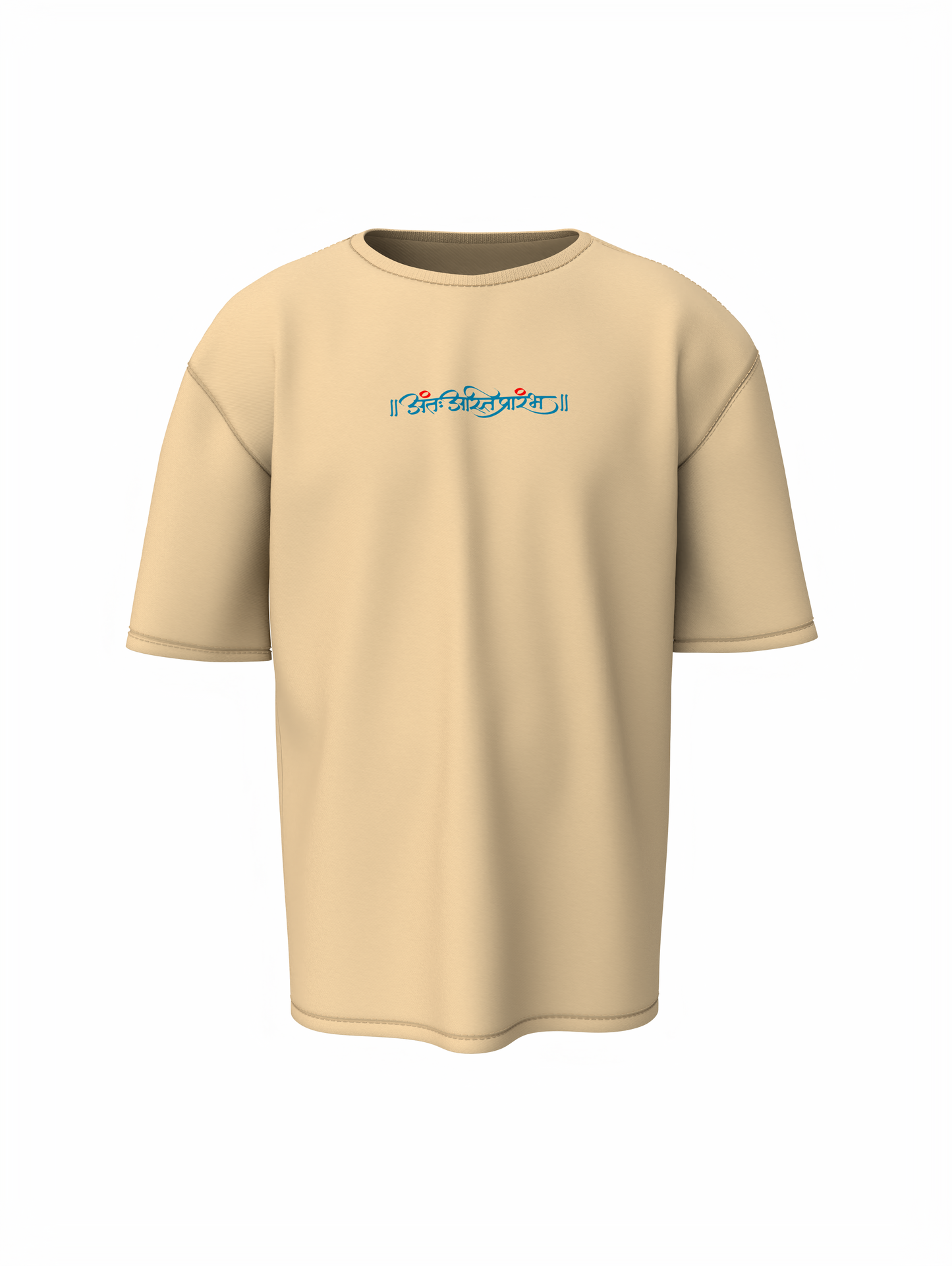 Vakratund Shree Ganesh Spiritual Beige Oversized T-Shirt