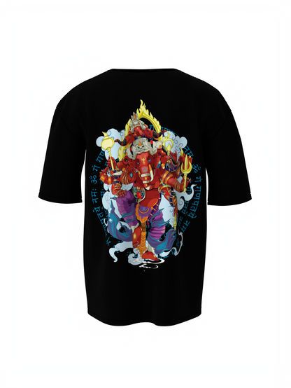 Shree Ganesh Spiritual Black Unisex Oversized T-Shirt Design