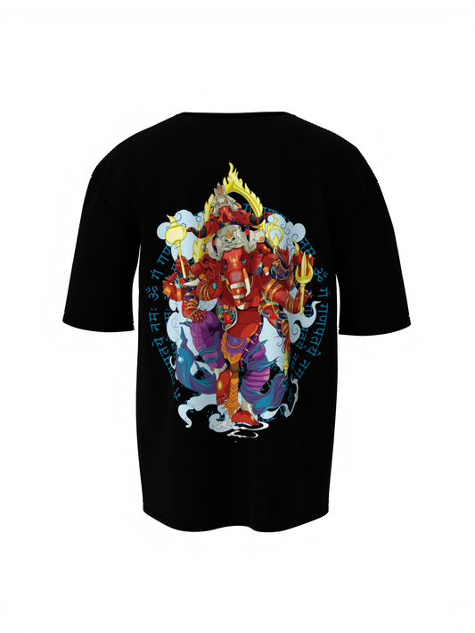 Shree Ganesh Spiritual Black Unisex Oversized T-Shirt Design