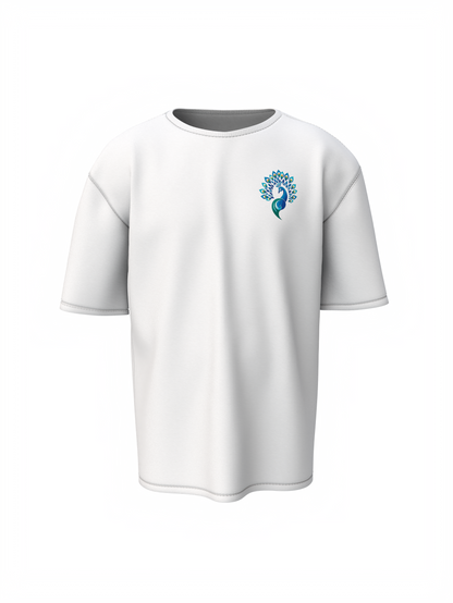 Radha Krishna Spiritual White Unisex Oversized T-Shirt