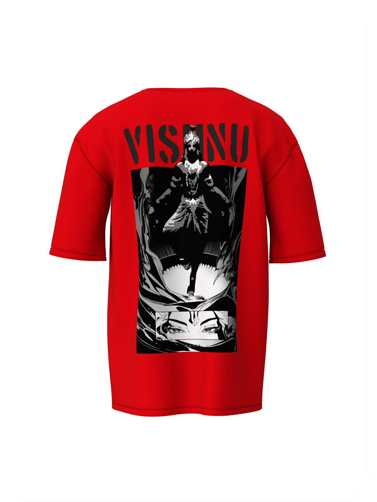 Lord Vishnu Red Spiritual Unisex Oversized T-Shirt