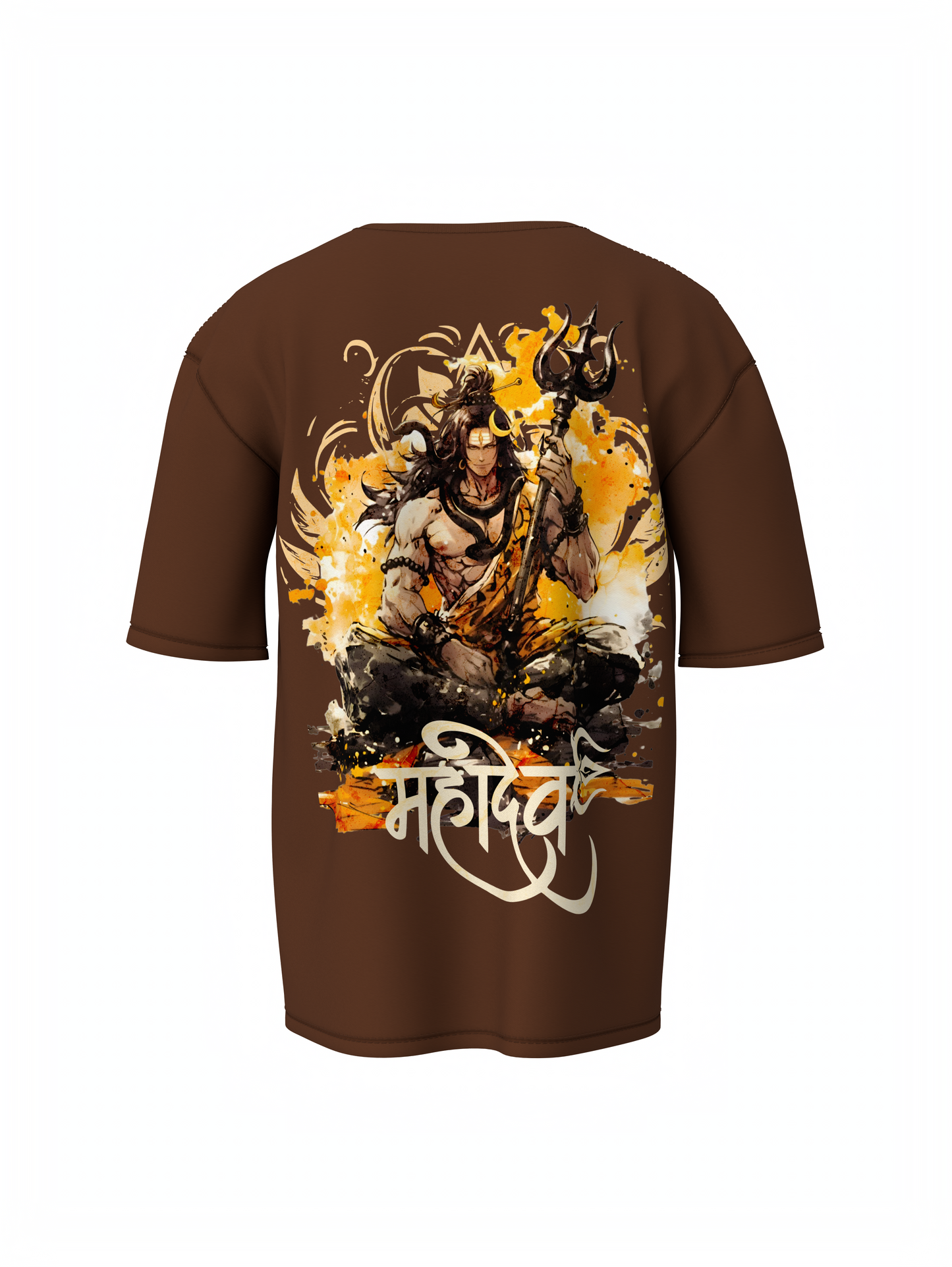 Lord Shiv Mahadev Spiritual Brown Oversized Unisex T-Shirt