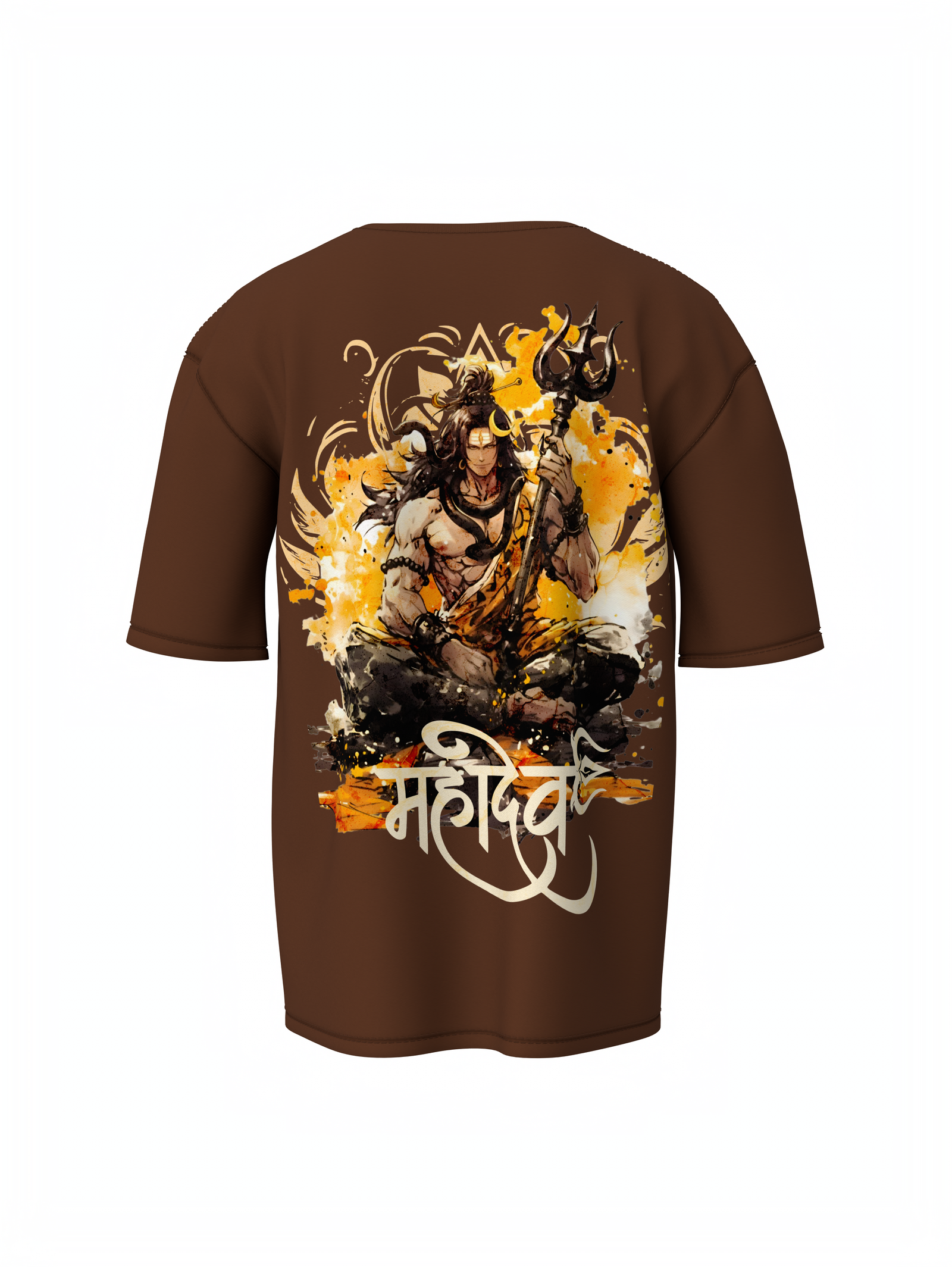 Lord Shiv Mahadev Spiritual Brown Oversized Unisex T-Shirt