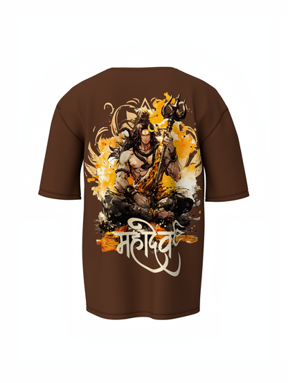 Lord Shiv Mahadev Spiritual Brown Oversized Unisex T-Shirt