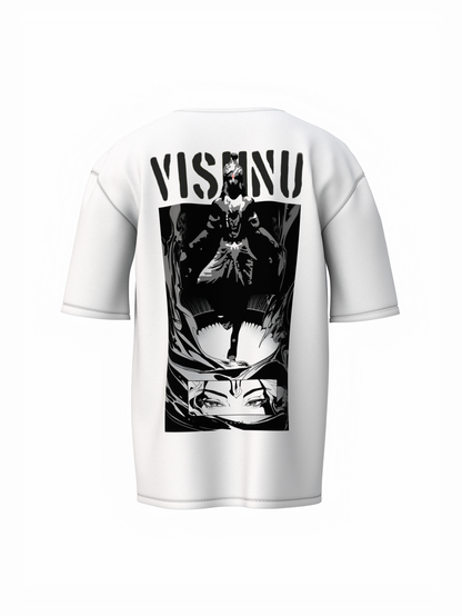 Lord Vishnu White Spiritual Unisex Oversized T-Shirt