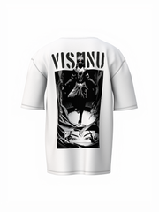 Lord Vishnu White Spiritual Unisex Oversized T-Shirt