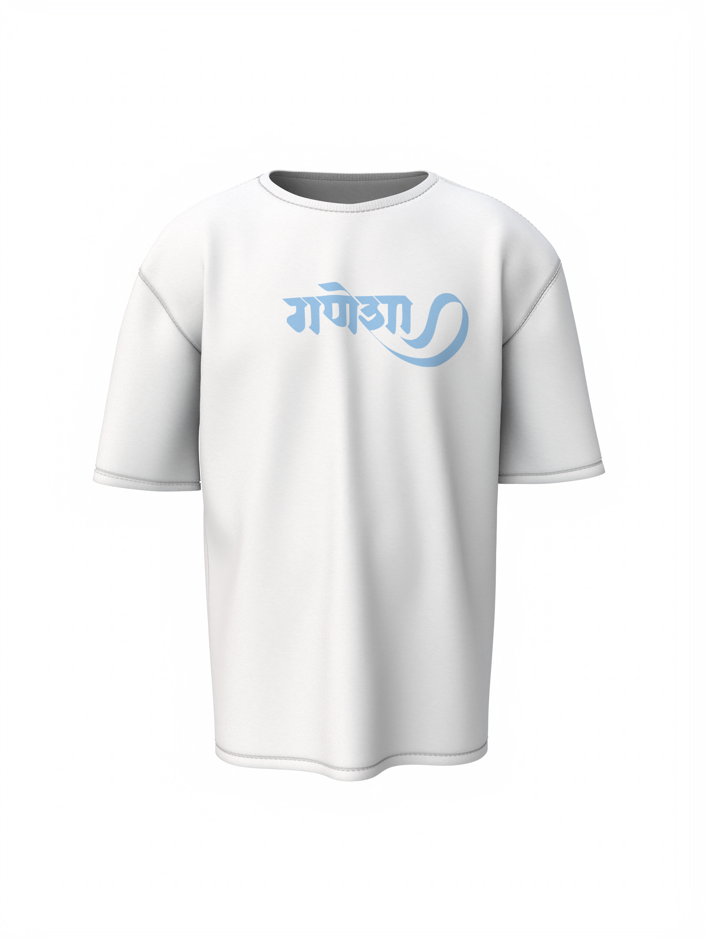 Lord Ganesha Spiritual White Unisex Oversized T‑Shirt
