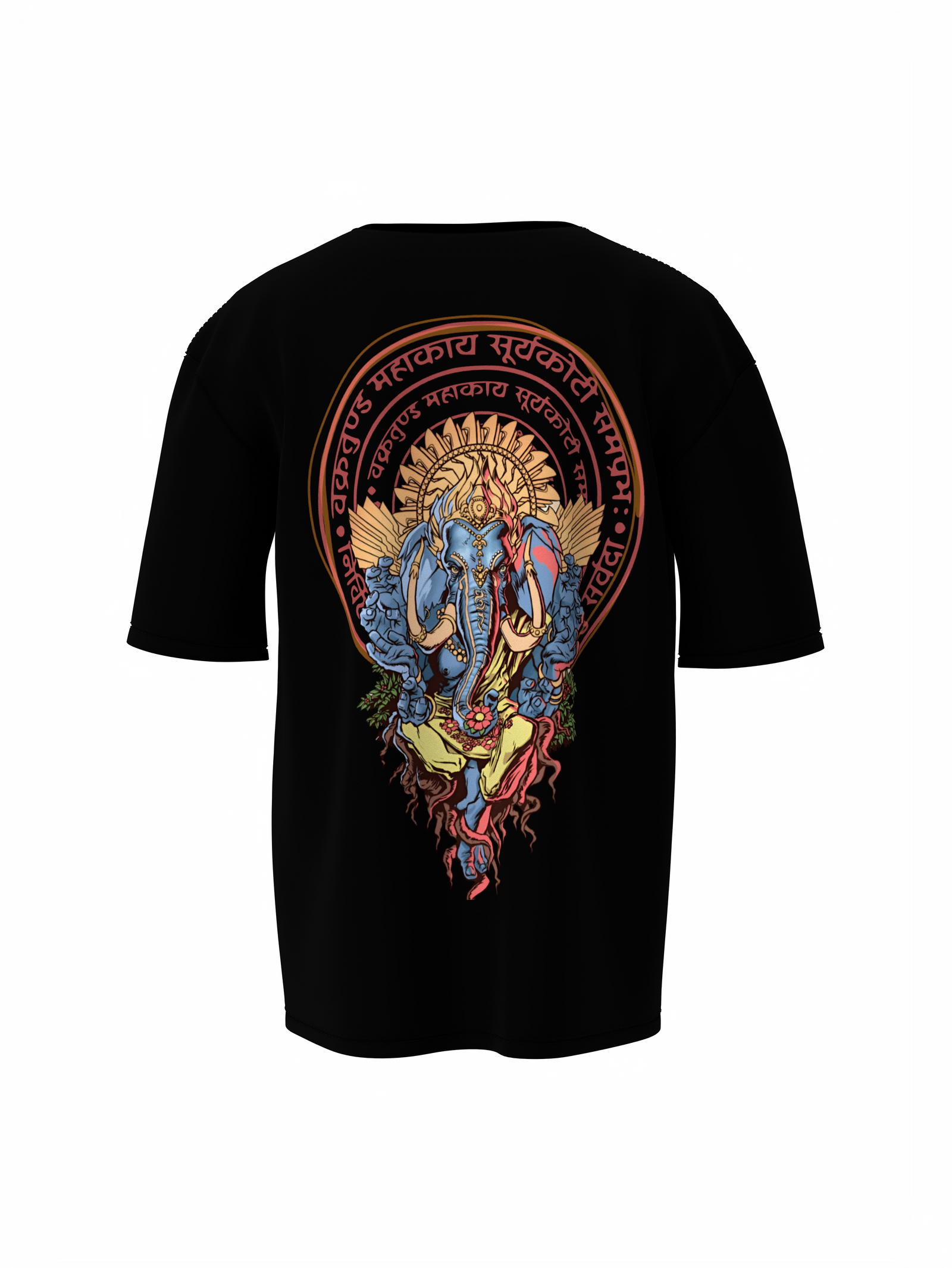Lord Ganesha Spiritual Black Unisex Oversized T-Shirt