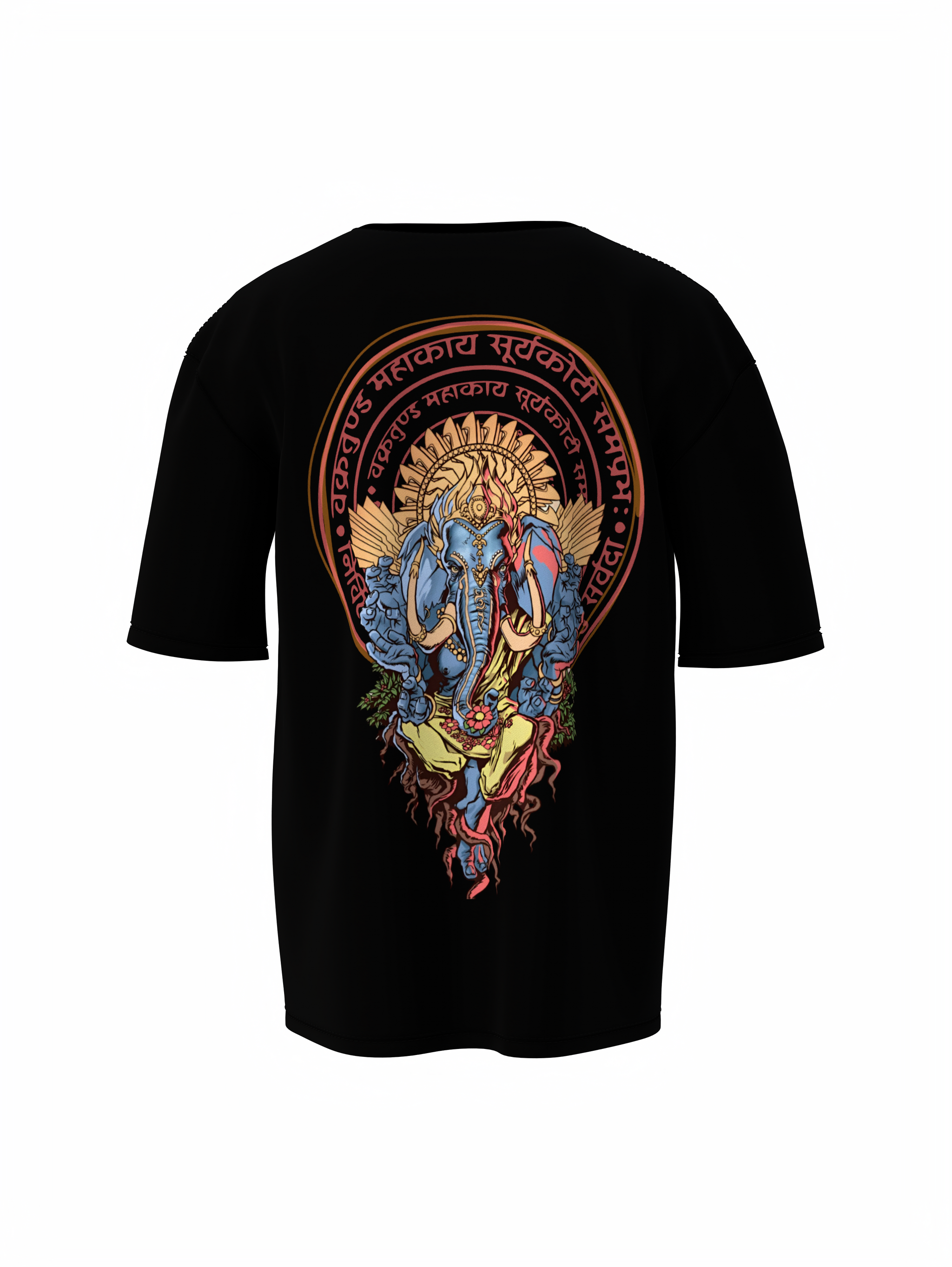 Lord Ganesha Spiritual Black Unisex Oversized T-Shirt