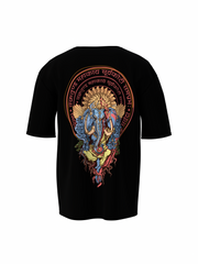 Lord Ganesha Spiritual Black Unisex Oversized T-Shirt