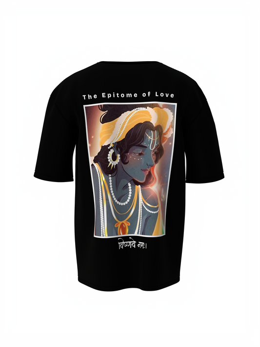 Krishna Spiritual Black Unisex Oversized T-Shirt