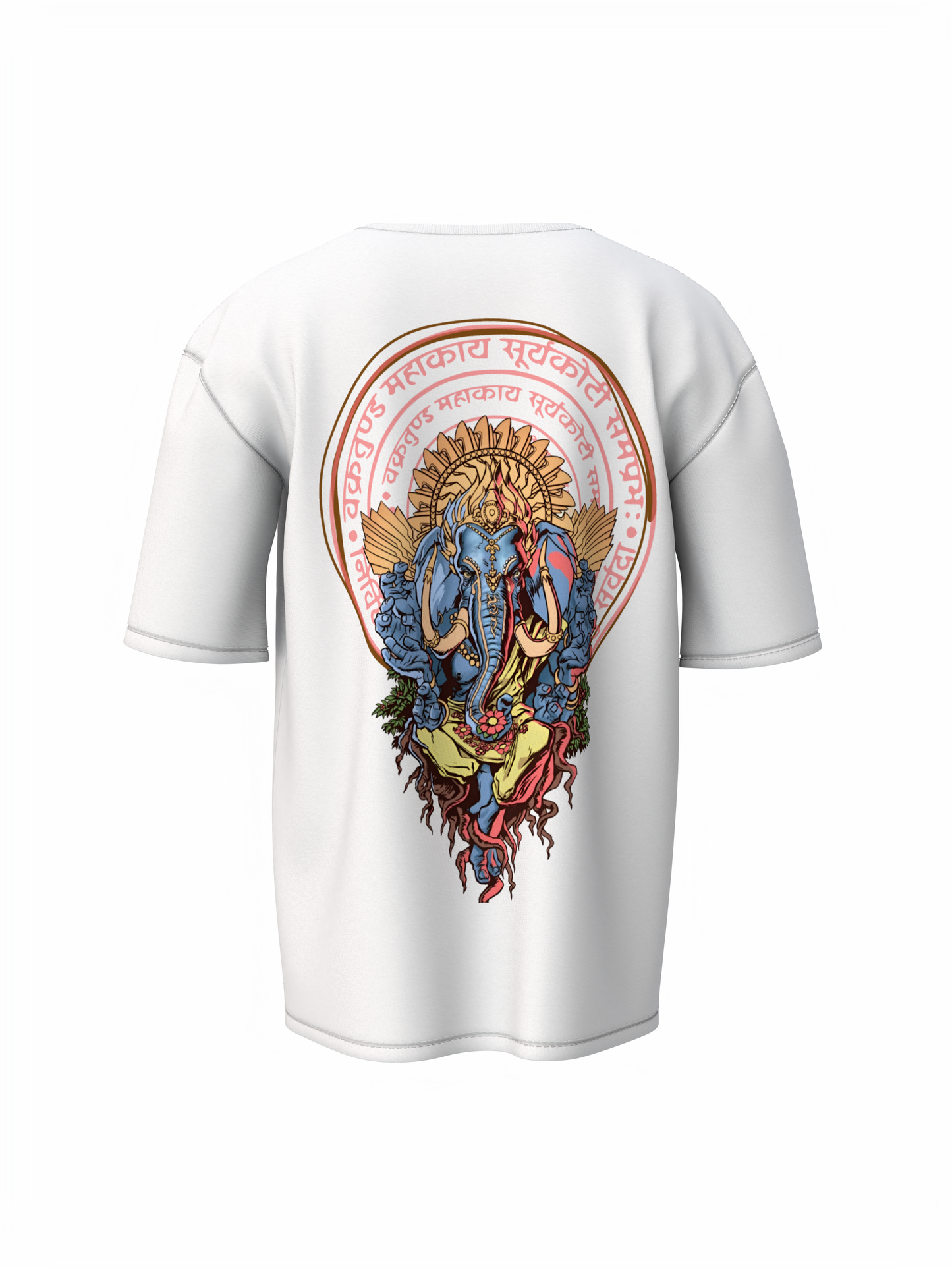 Lord Ganesha Spiritual White Unisex Oversized T‑Shirt