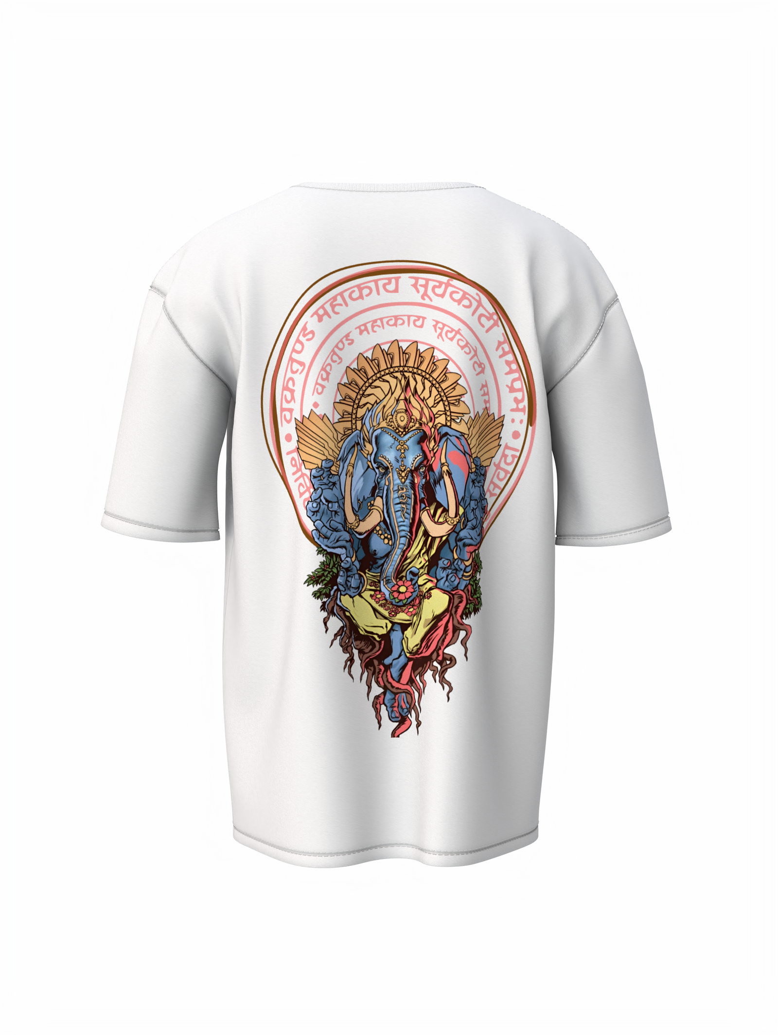 Lord Ganesha Spiritual White Unisex Oversized T‑Shirt