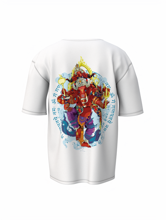 Shree Ganesh Spiritual White Unisex Oversized T-Shirt Stylish
