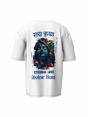 Radha Krishna Spiritual White Unisex Oversized T-Shirt