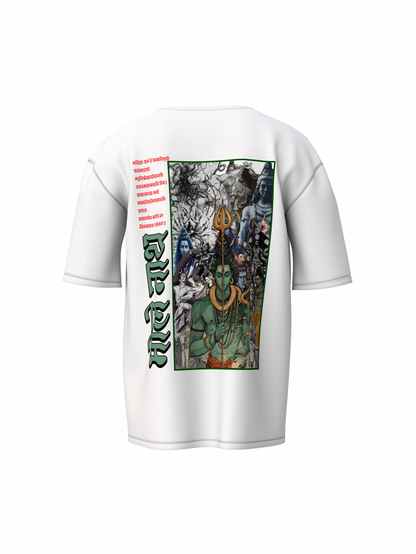 Bhole Nath Spiritual White Unisex Oversized T-Shirt Stylish