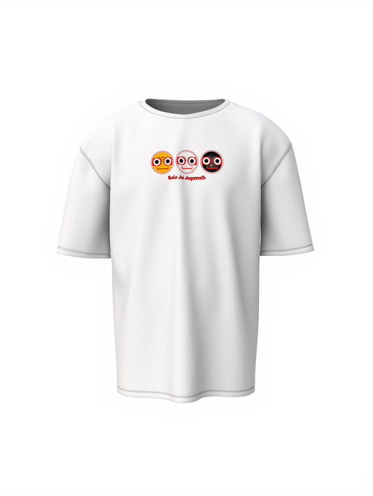 Lord Jagannath Spiritual White Unisex Oversized T-Shirt