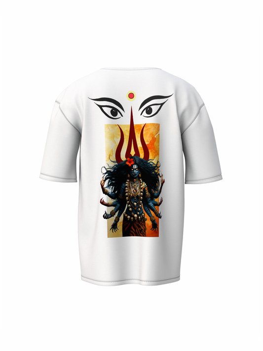 Ma Durga White Oversized Unisex T-Shirt – Spiritual Wear