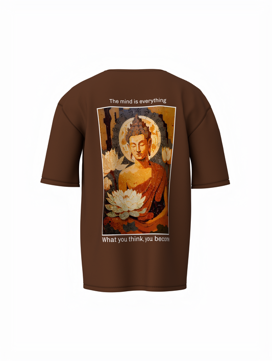 Oversized T-Shirt Lord Buddha Brown Unisex Spiritual Wear