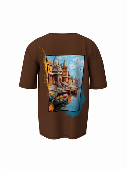 Rishikesh Spiritual Brown Oversized T-Shirt Casual Wear Now