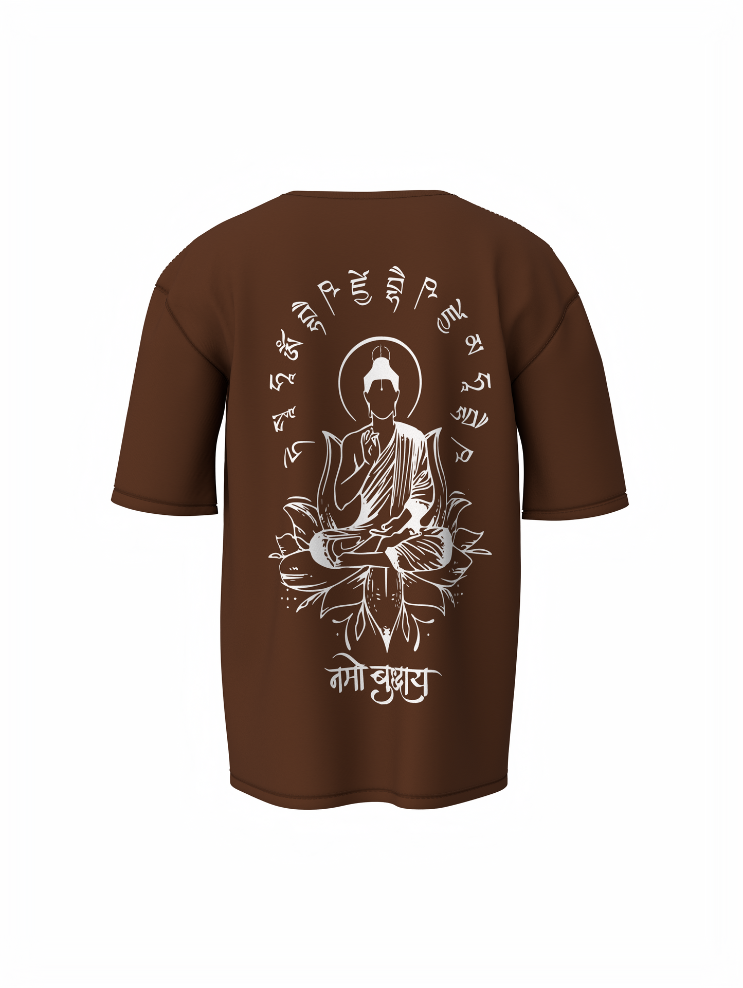 Namo Budhhay Spiritual Brown Unisex Oversized T-Shirt