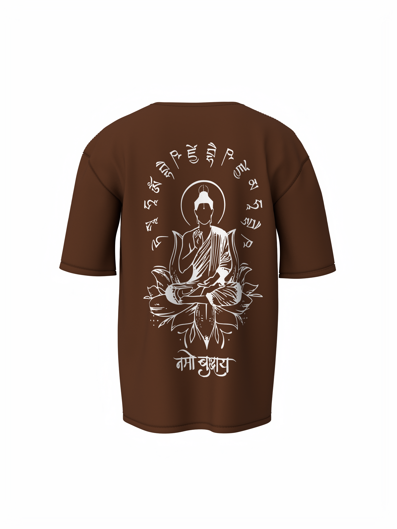 Namo Budhhay Spiritual Brown Unisex Oversized T-Shirt