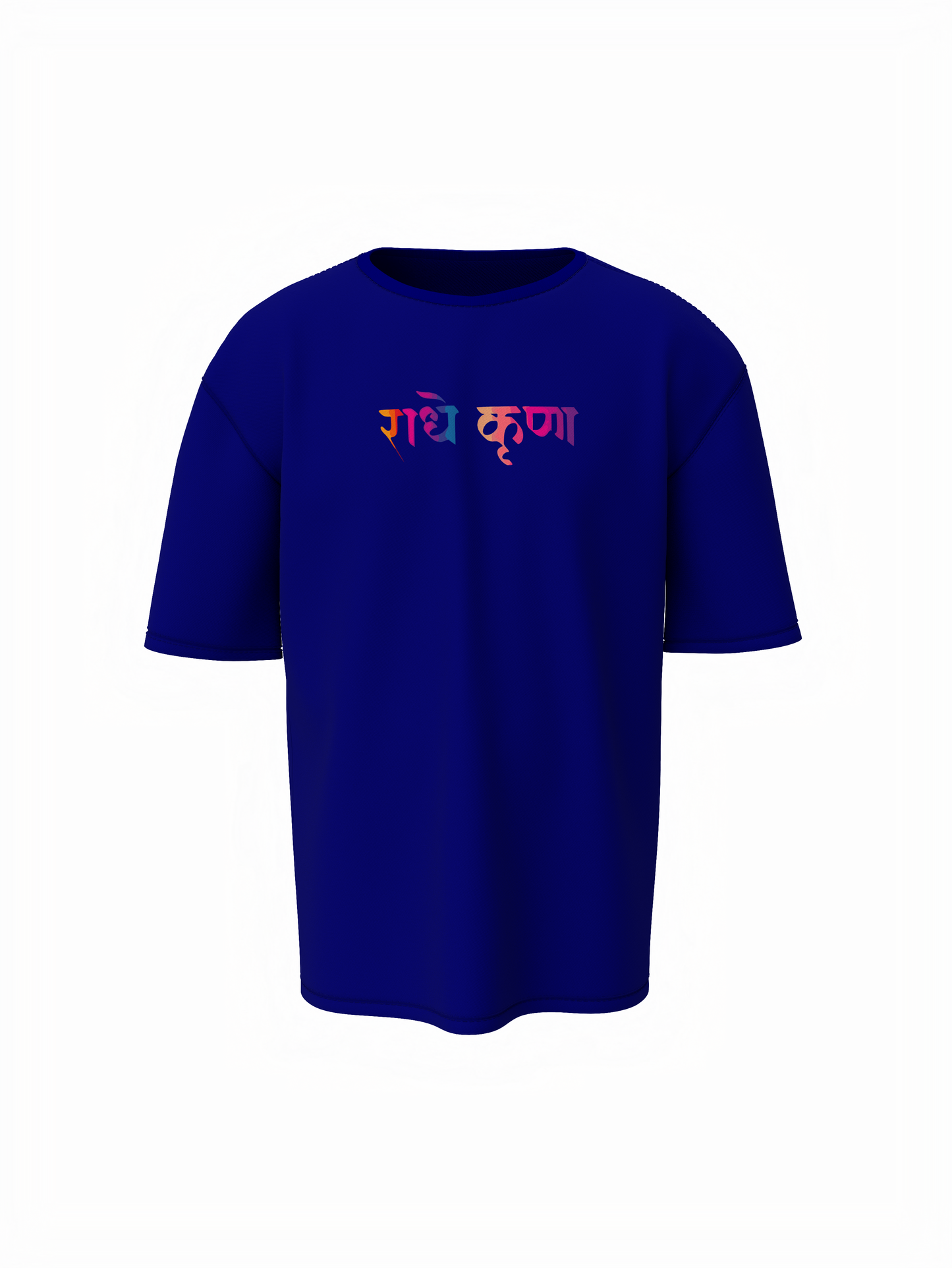 Radhe Krishna Spiritual Blue Unisex Oversized T-Shirt