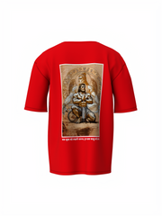 Rakshak Hanuman Spiritual Red Oversized Unisex T-Shirt