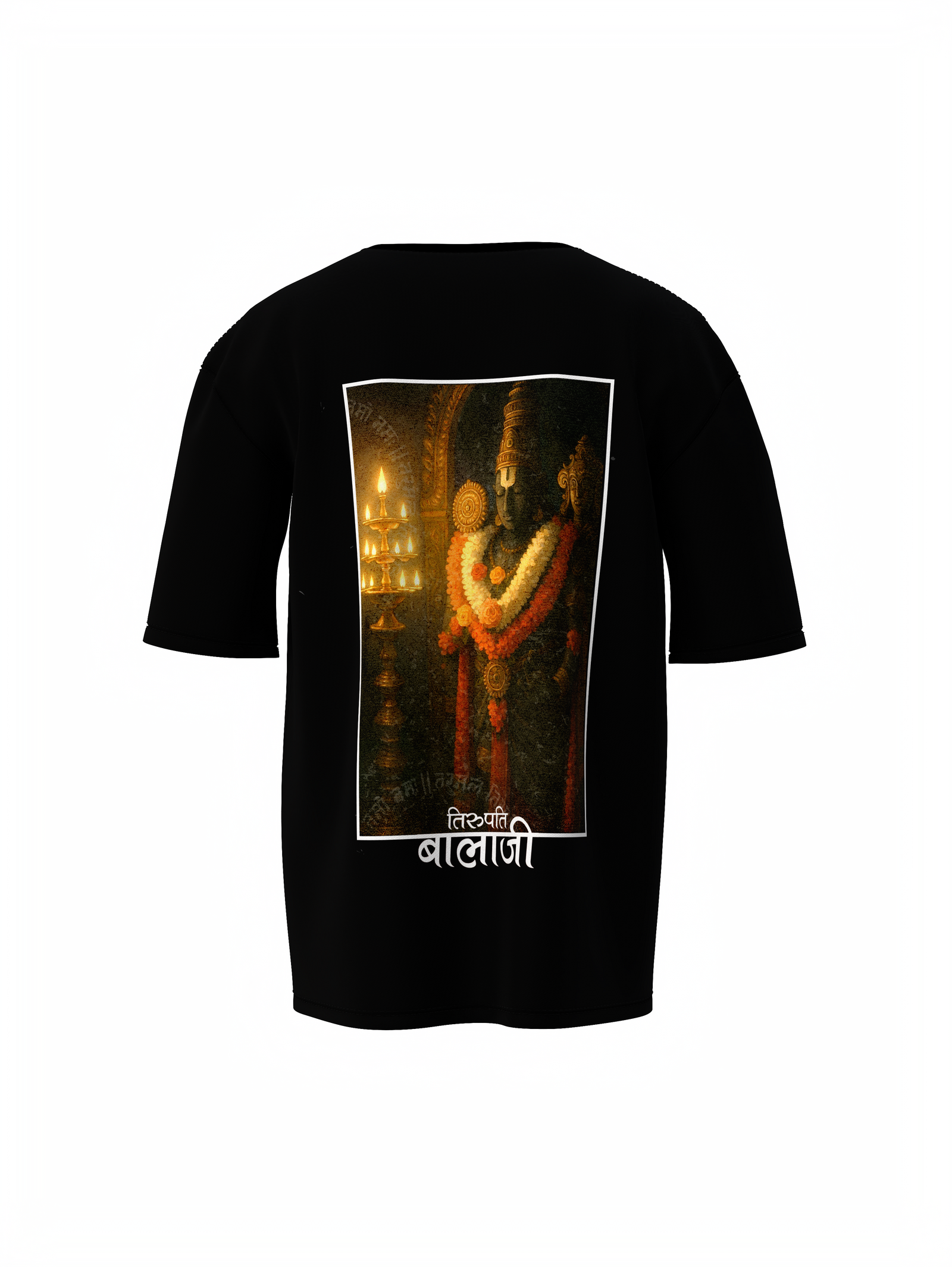 tirupati Balaji Black Spiritual Unisex Oversized T-Shirt