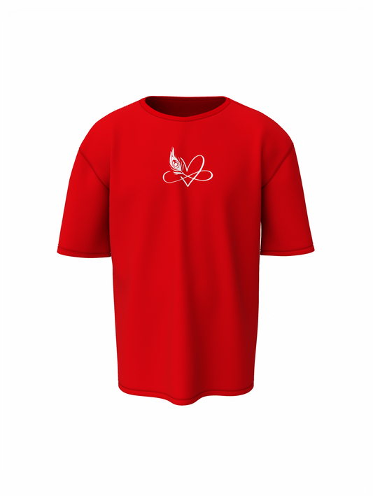 Radharani & Madhava Spiritual Red Unisex Oversized T-Shirt