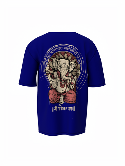 Shree Ganeshay Namah Spiritual Blue Unisex Oversized T-Shirt