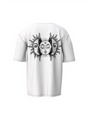 Celestial Trinity White Spiritual Unisex Oversized T-Shirt