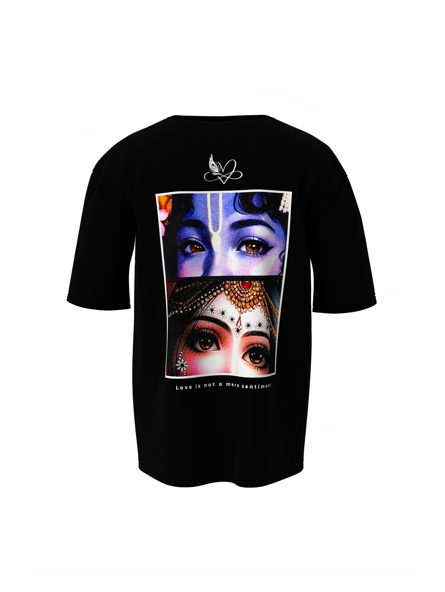 Radhe Krishna Spiritual Black Unisex Oversized T-Shirt